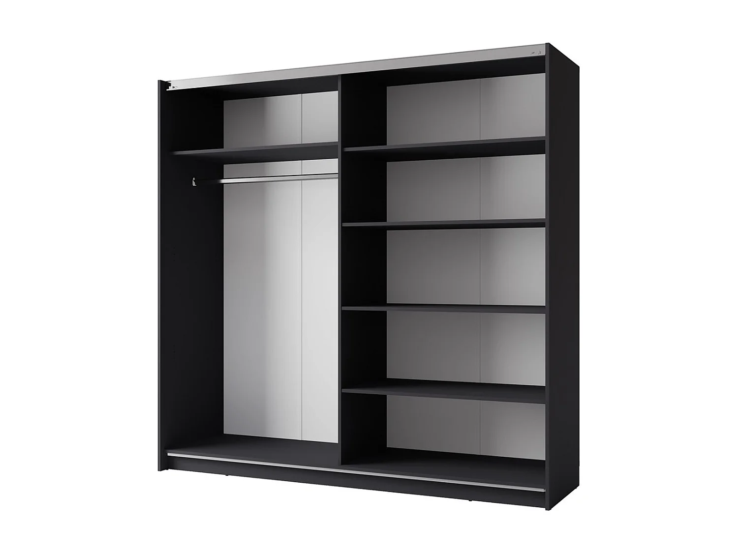 Armario ARSALA 150 cm gris grafito con espejo – 2 puertas correderas