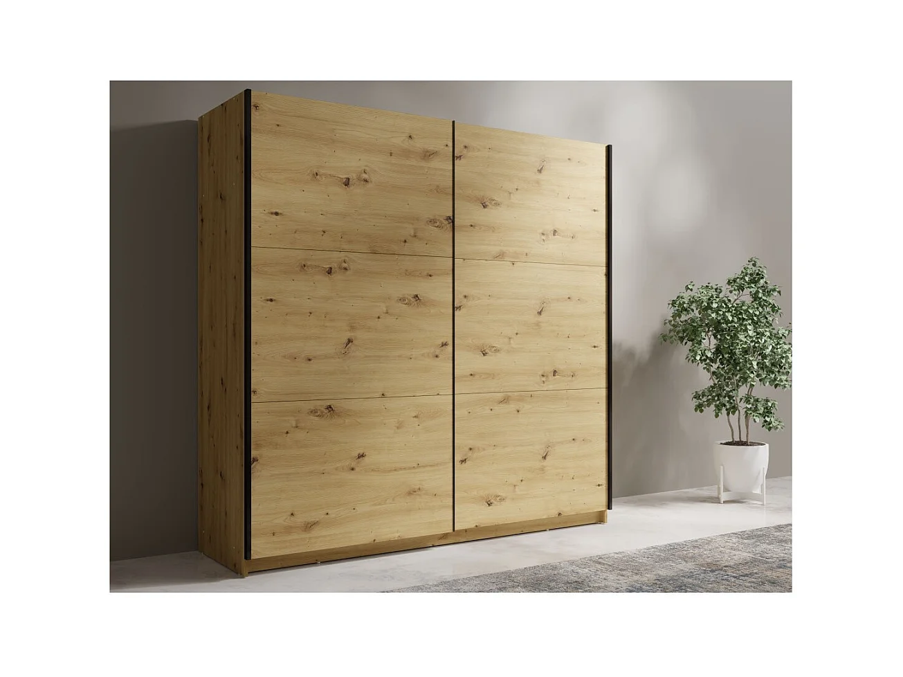 Armario ARSALA 150 cm en roble artesano – 2 puertas corredizas