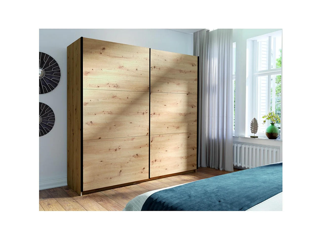 Armario ARSALA 150 cm en roble artesano – 2 puertas corredizas