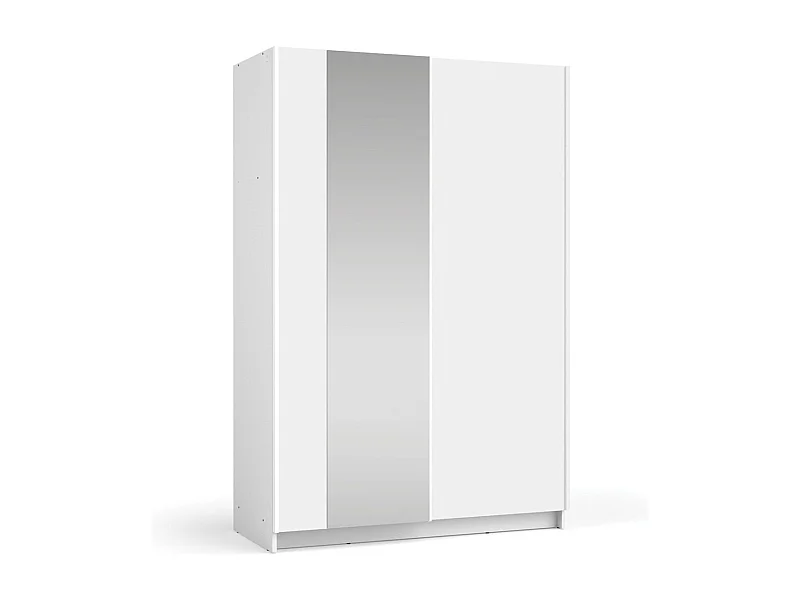 Armoire LYSIA 2 portes coulissantes avec miroir – 120 x 182 x 55 cm – Coloris blanc