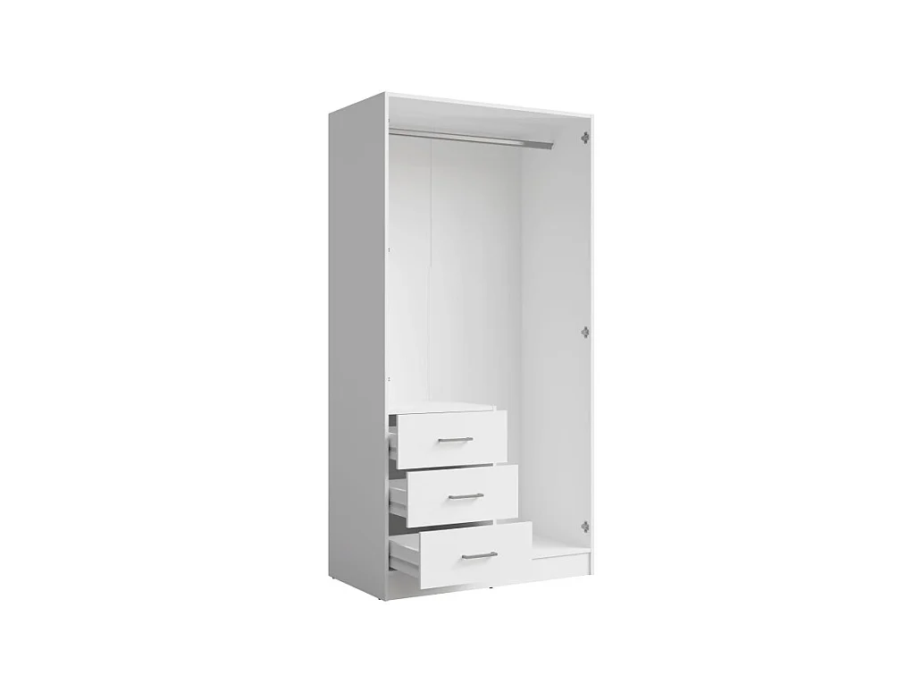 Armario KALISTA 101 cm blanco mate con espejo y 3 cajones – 2 puertas batientes
