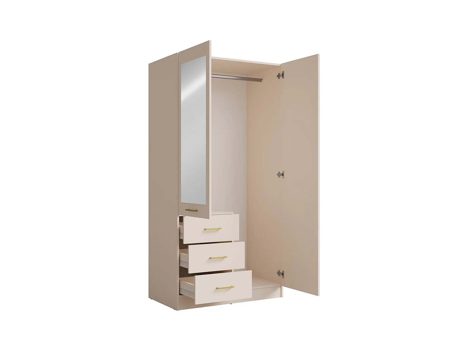 Armario KALISTA 101 cm color arena con espejo y 3 cajones - 2 puertas batientes