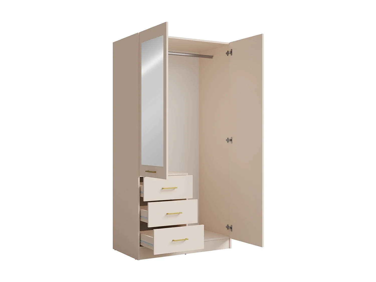 Armario KALISTA 101 cm color arena con espejo y 3 cajones - 2 puertas batientes