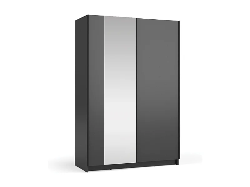 Armoire LYSIA 120 cm noir mat – 2 portes coulissantes avec miroir