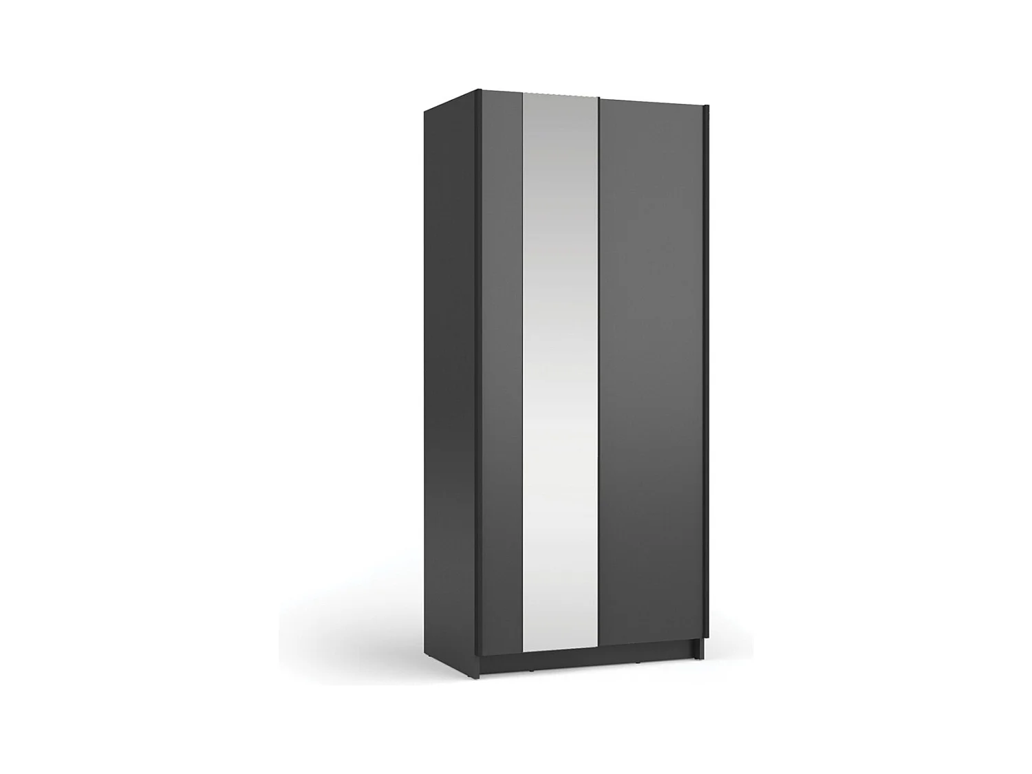 Armario LYSIA 80 cm negro mate – 2 puertas correderas con espejo