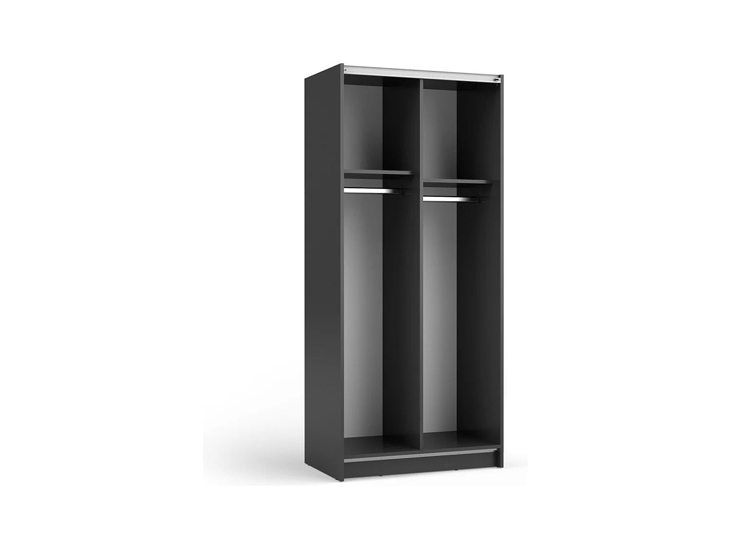 Armario LYSIA 80 cm negro mate – 2 puertas correderas con espejo