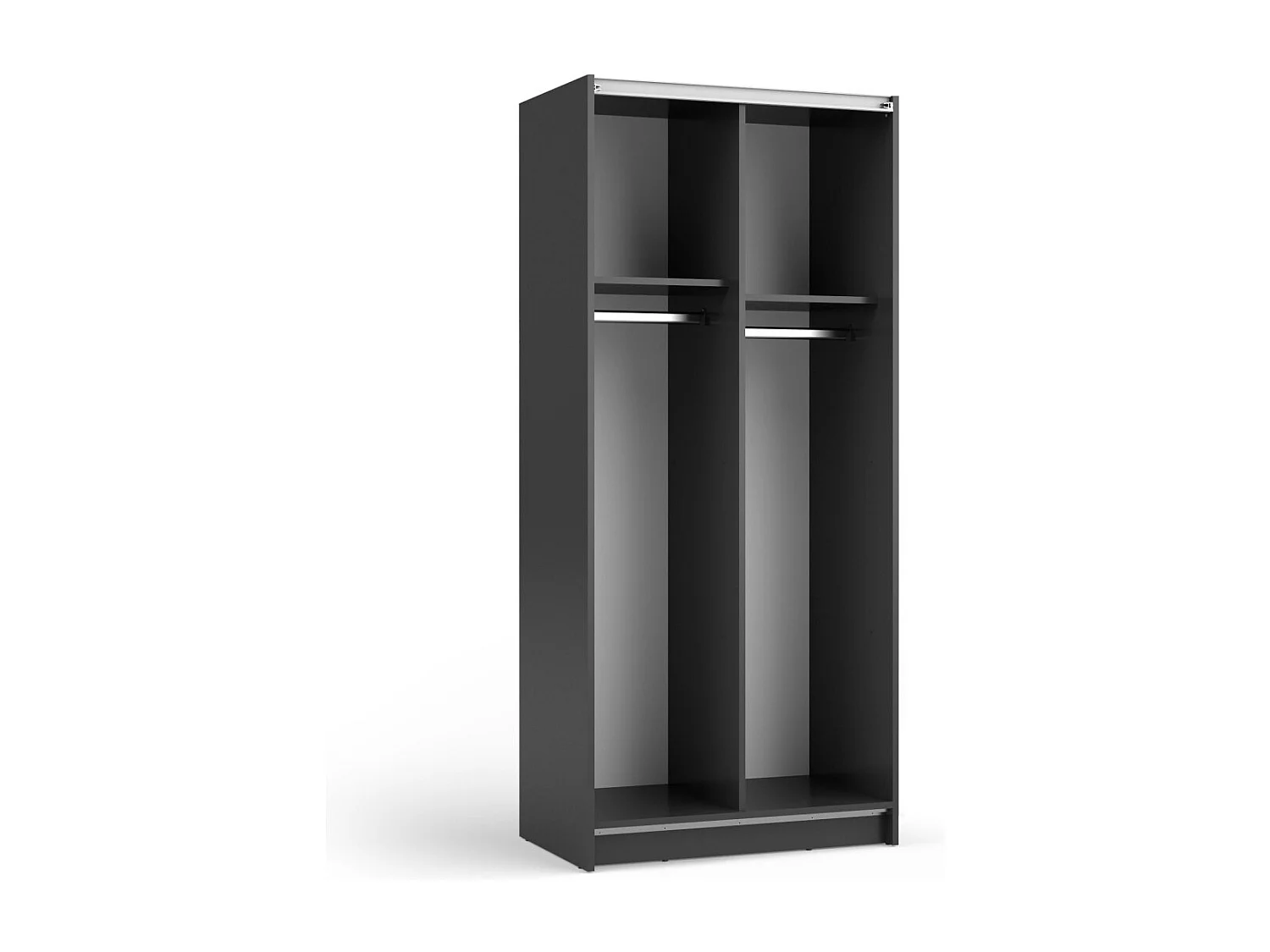Armario LYSIA 80 cm negro mate – 2 puertas correderas con espejo