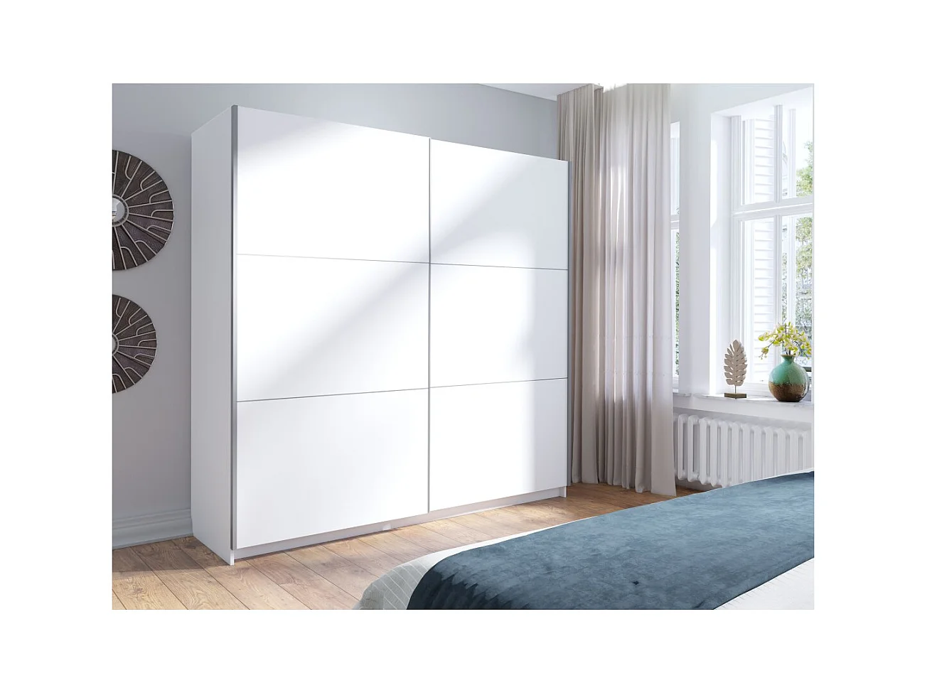 Armário branco com 2 portas de correr 150 cm – Coleção ARSALA