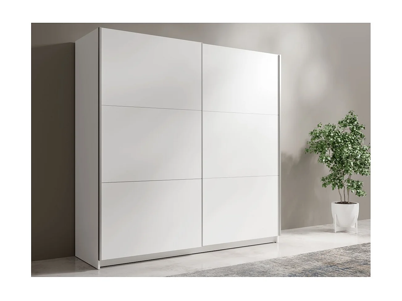 Armoire blanche 2 portes coulissantes 150 cm – Collection ARSALA