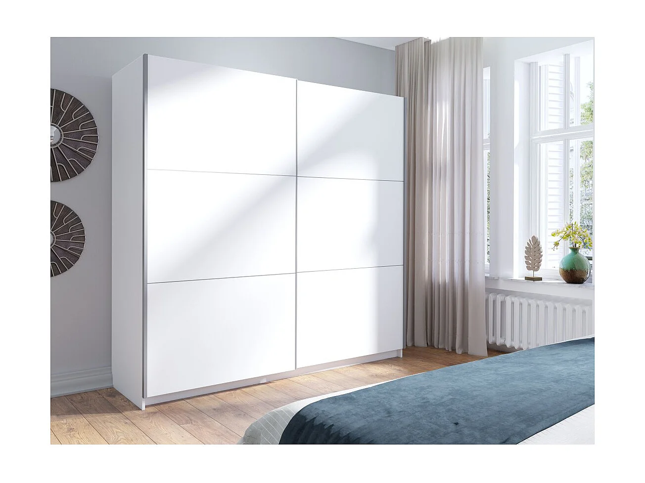 Armoire blanche 2 portes coulissantes 150 cm – Collection ARSALA