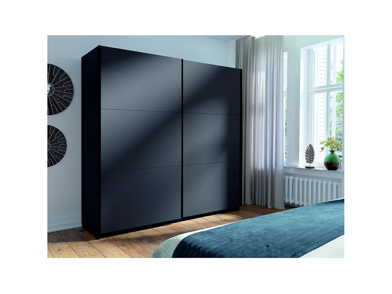 Armario ARSALA 150 cm en gris grafito – 2 puertas correderas