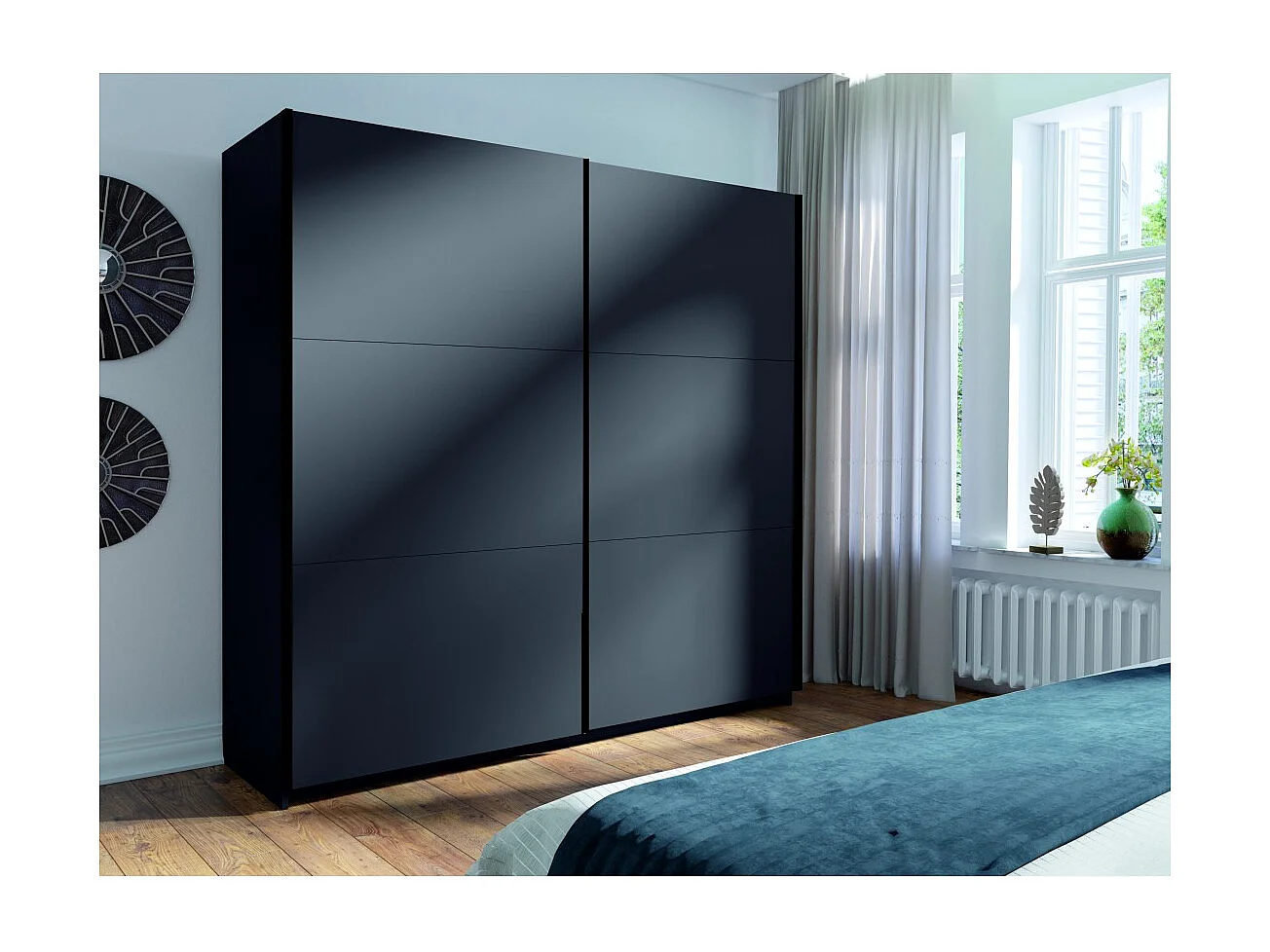 Armario ARSALA 150 cm en gris grafito – 2 puertas correderas