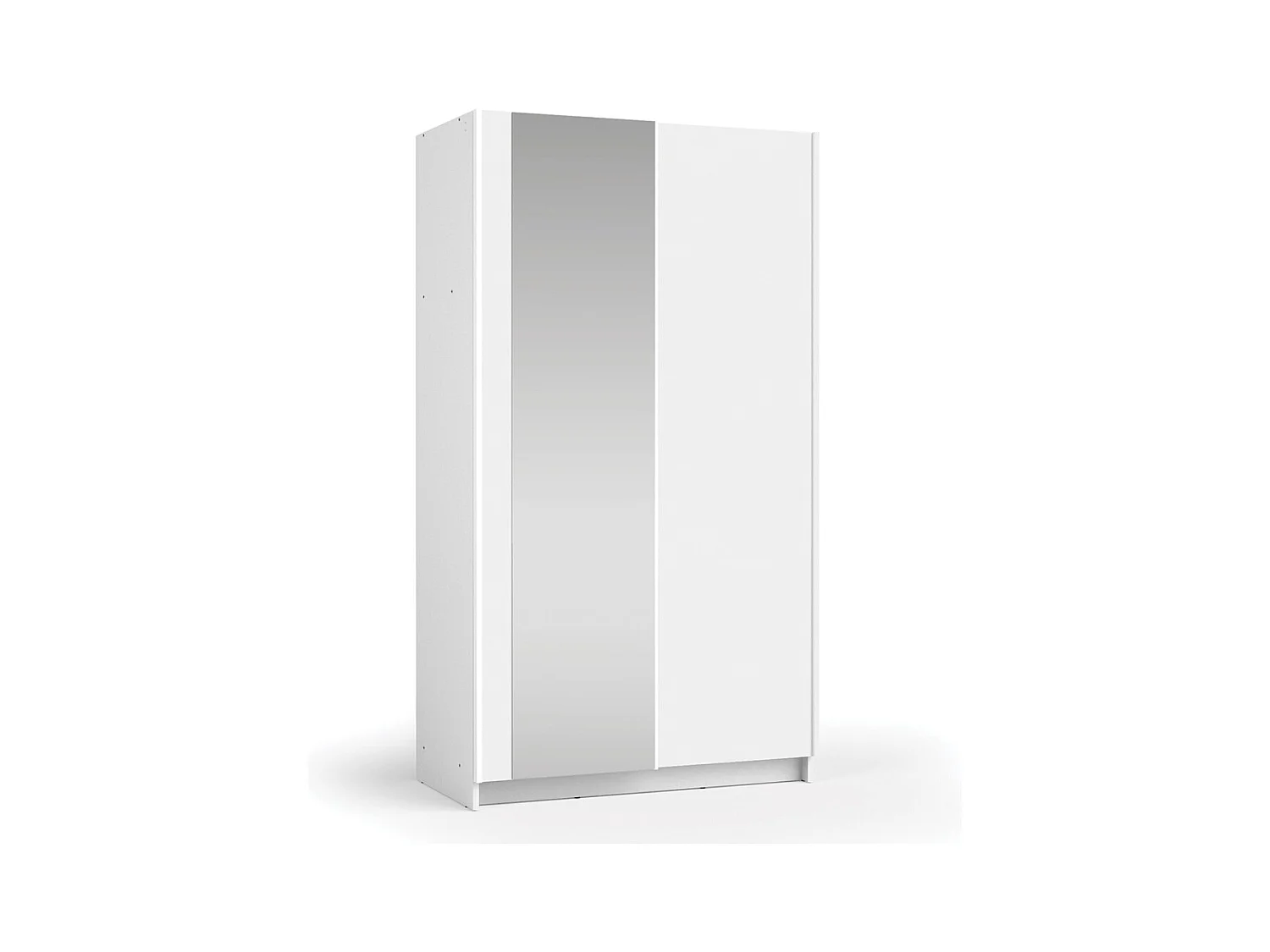 Armoire LYSIA 2 portes coulissantes avec miroir – 100 x 182 x 55 cm – Coloris blanc