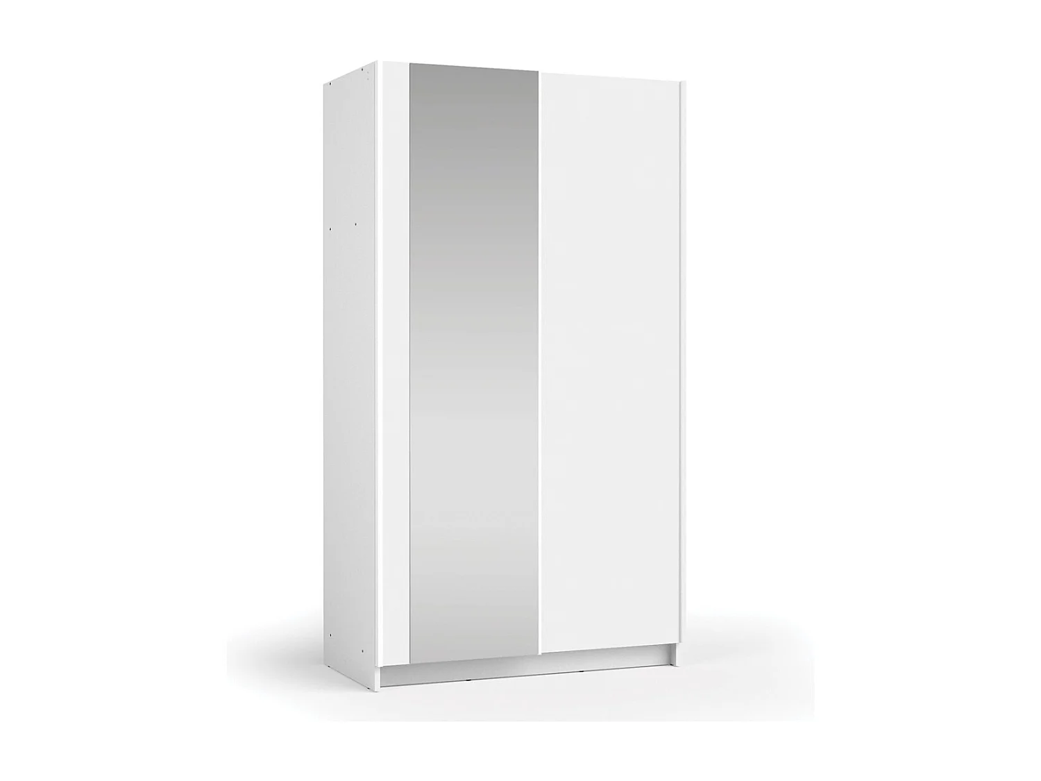 Armoire LYSIA 2 portes coulissantes avec miroir – 100 x 182 x 55 cm – Coloris blanc