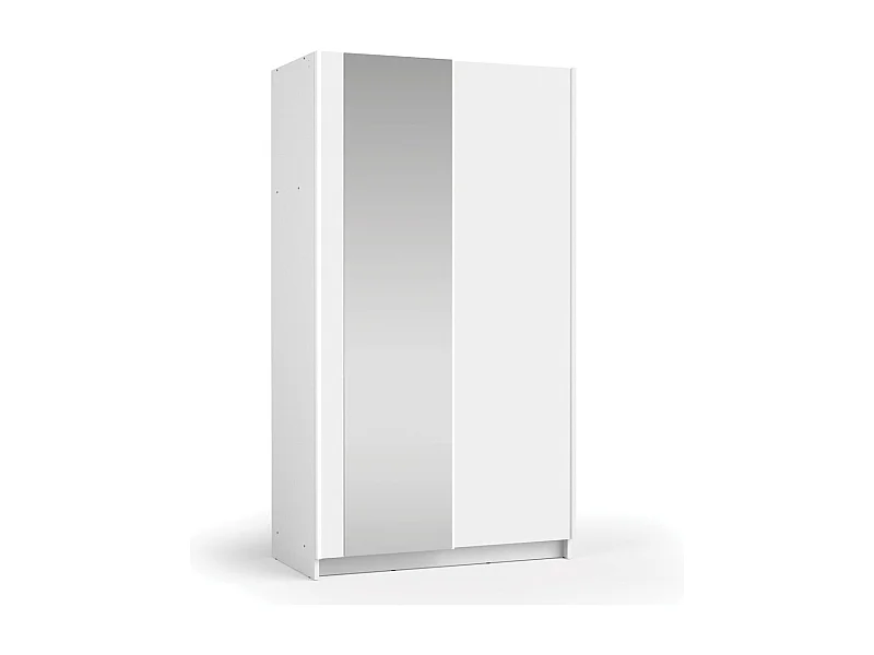 Armoire LYSIA 2 portes coulissantes avec miroir – 100 x 182 x 55 cm – Coloris blanc