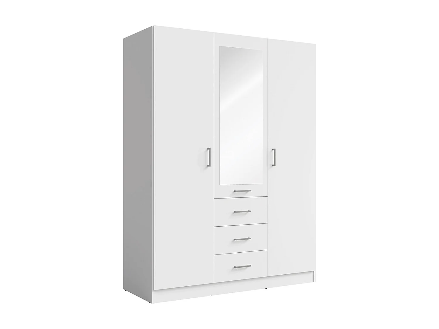 Armário KALISTA 151 cm branco fosco com espelho e 3 gavetas - 3 portas de abrir