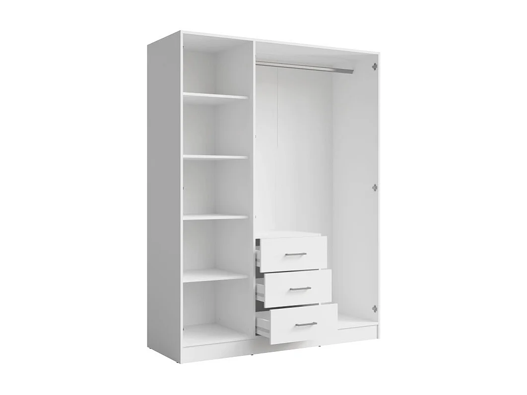 Armário KALISTA 151 cm branco fosco com espelho e 3 gavetas - 3 portas de abrir