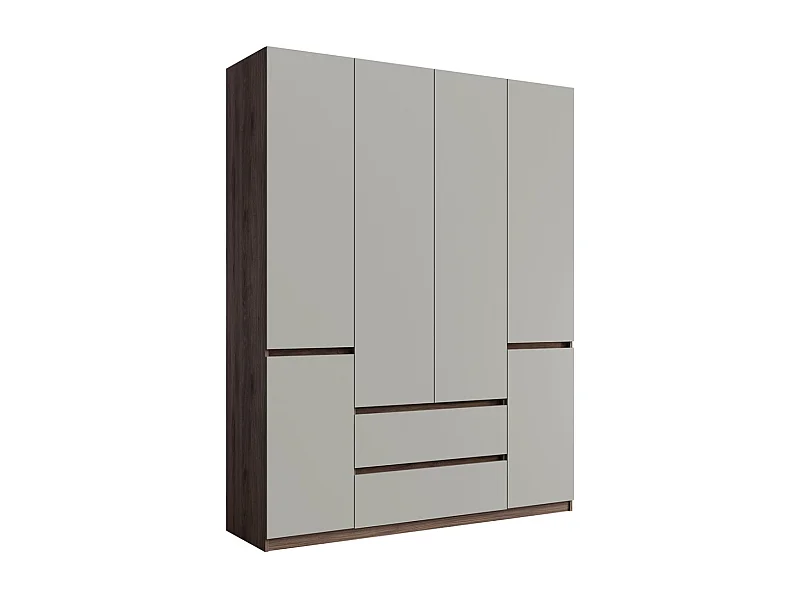 Armario NUBIA 180 cm nogal y gris – 6 puertas batientes con 2 cajones