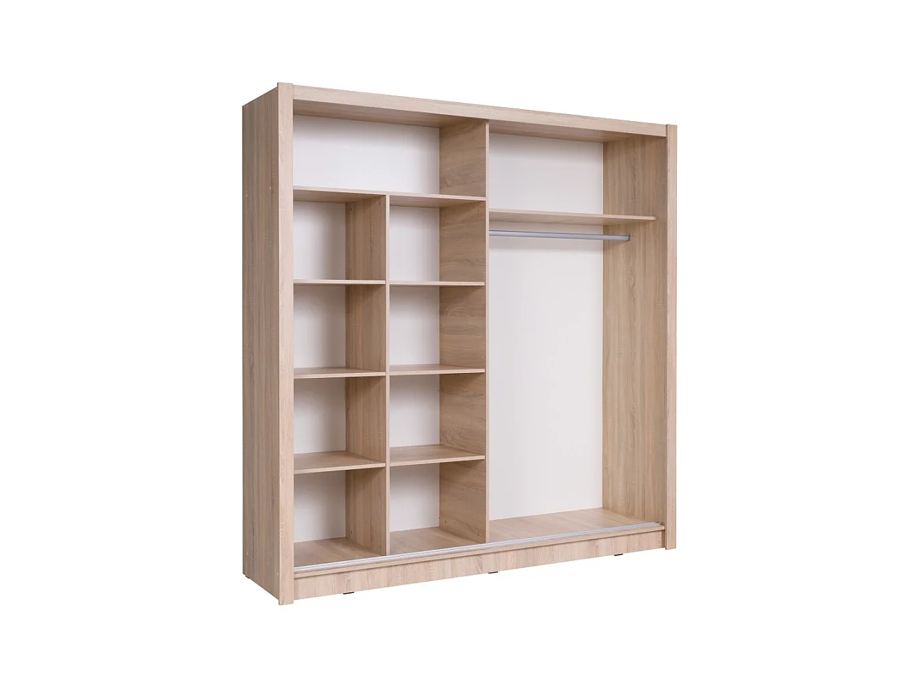 Armário OZZULA 204 cm carvalho claro com espelho – 2 portas de correr