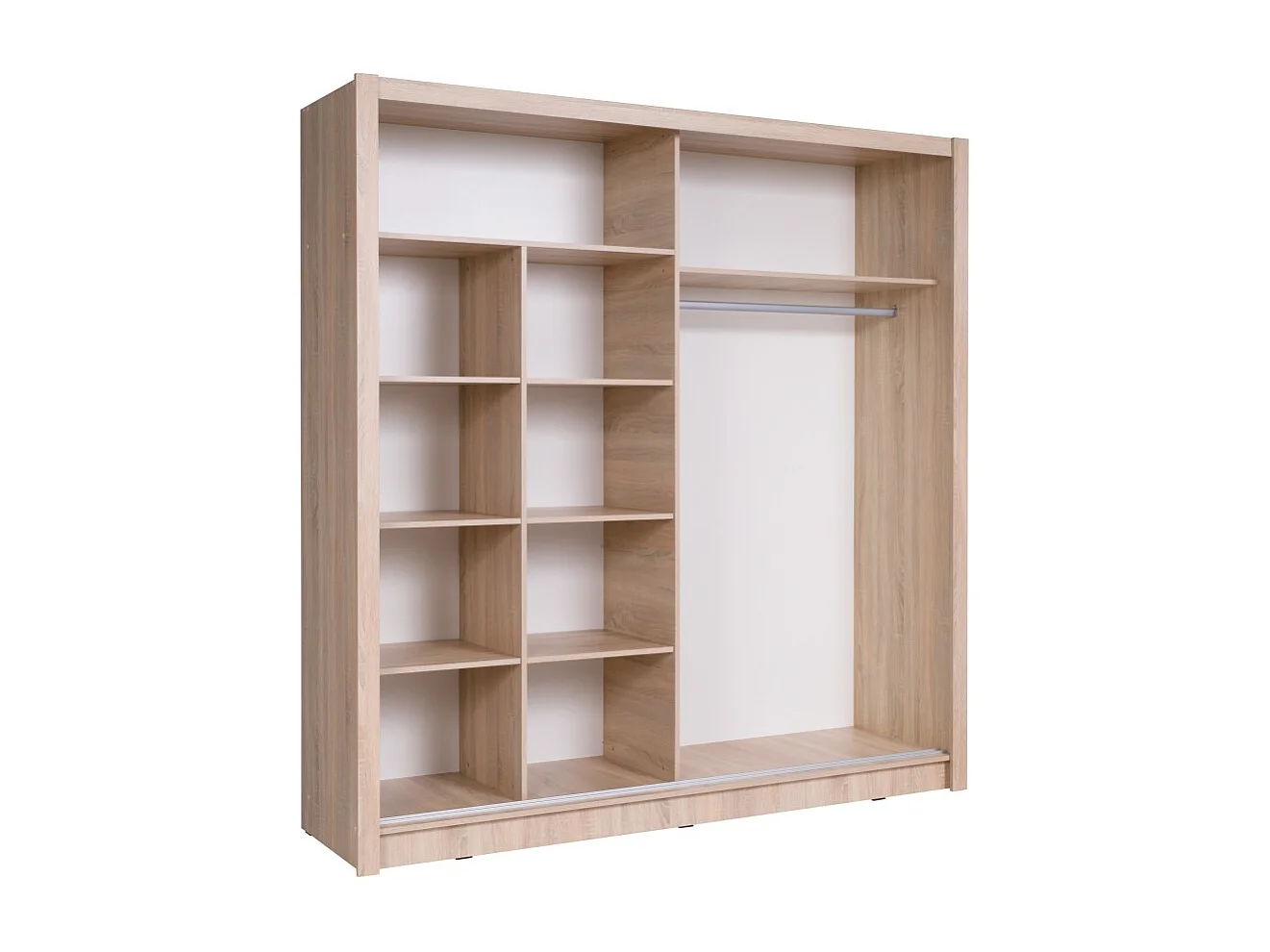 Armoire OZZULA 204 cm chêne clair avec miroir – 2 portes coulissantes