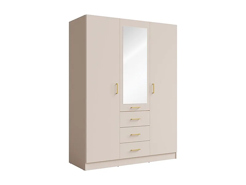 Armario KALISTA 151 cm color arena con espejo y 3 cajones – 3 puertas abatibles