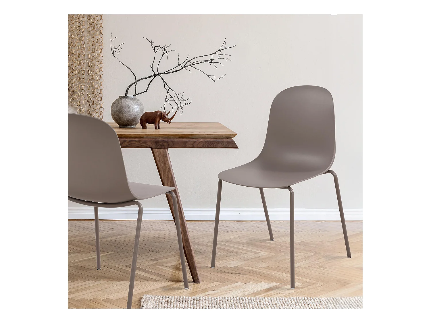 Lot de 2  Chaises de jardin - Plastique - Taupe - Hardin