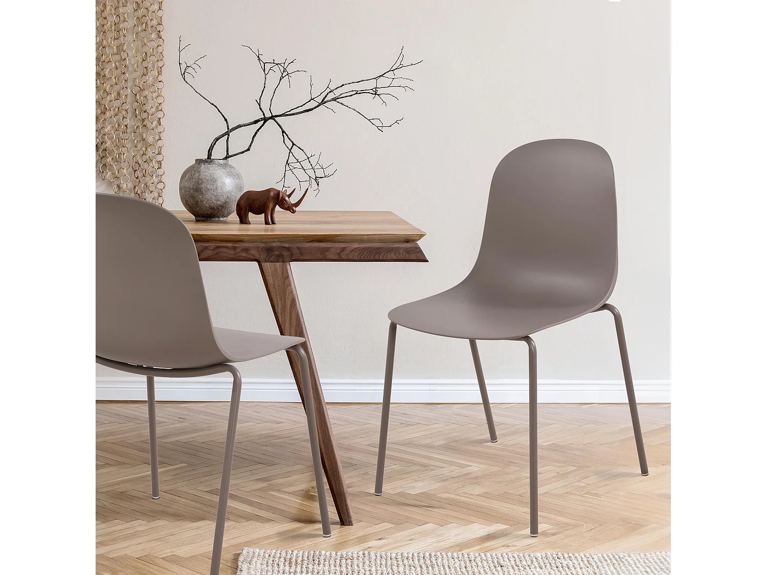 Lot de 2  Chaises de jardin - Plastique - Taupe - Hardin