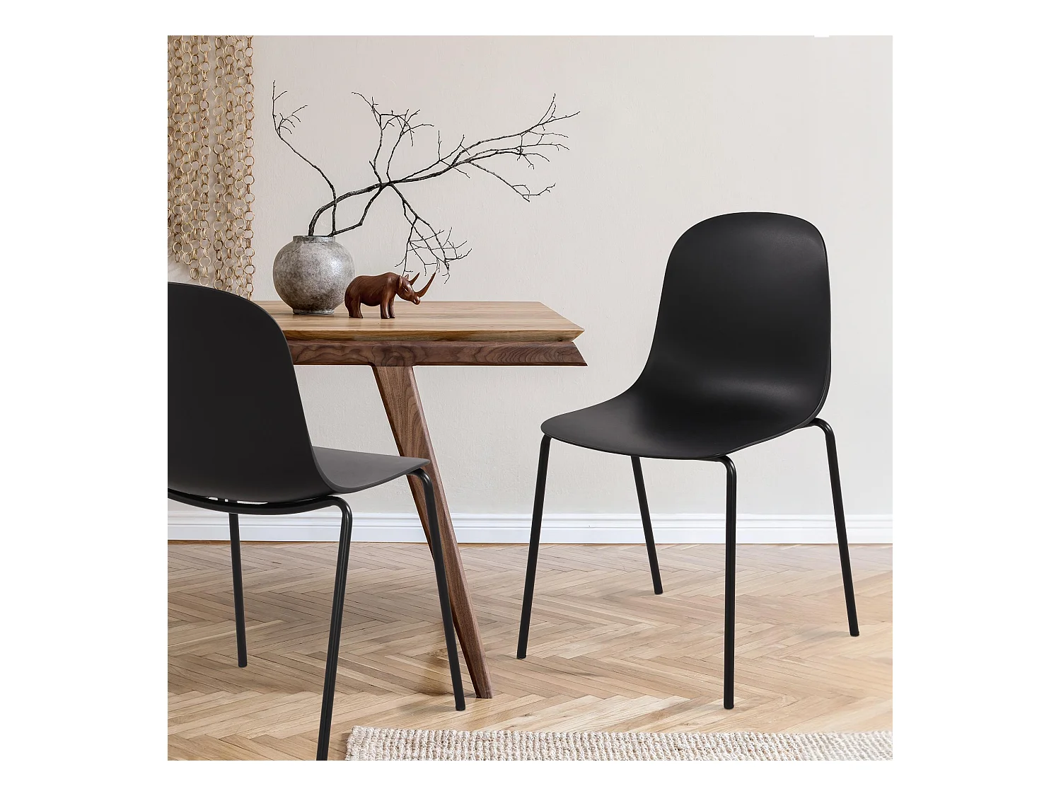 Lot de 2  Chaises de jardin - Plastique - Noir - Hardin