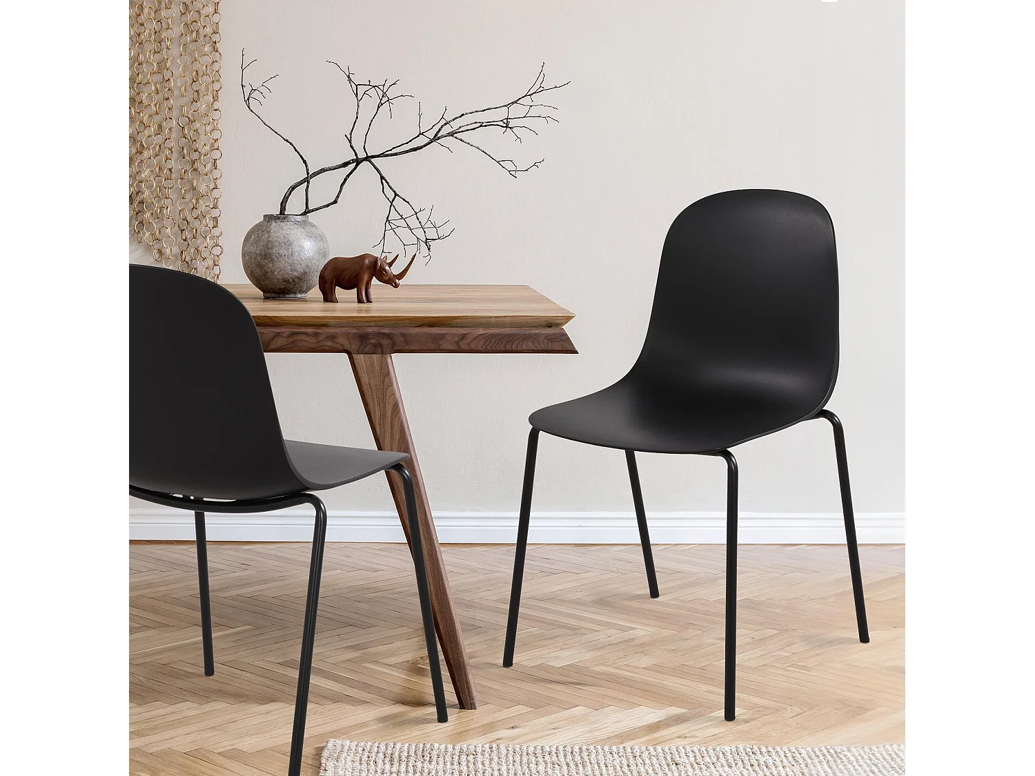 Lot de 2  Chaises de jardin - Plastique - Noir - Hardin