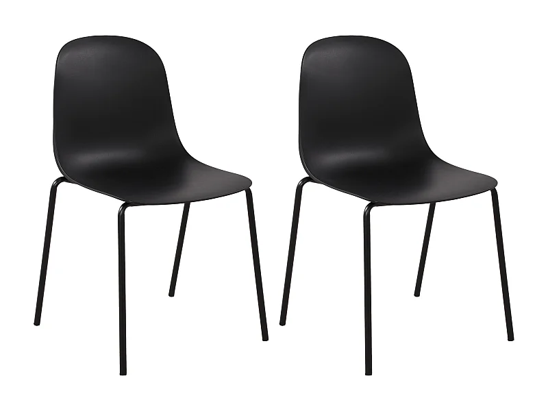 Lot de 2  Chaises de jardin - Plastique - Noir - Hardin