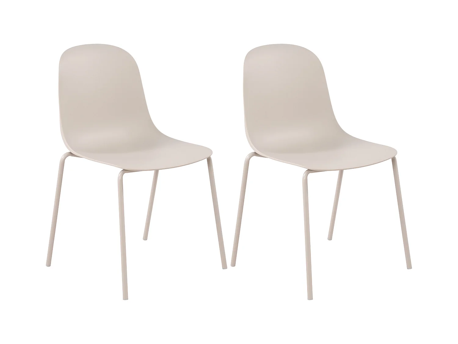 Lot de 2  Chaises de jardin - Plastique - Gris clair - Hardin