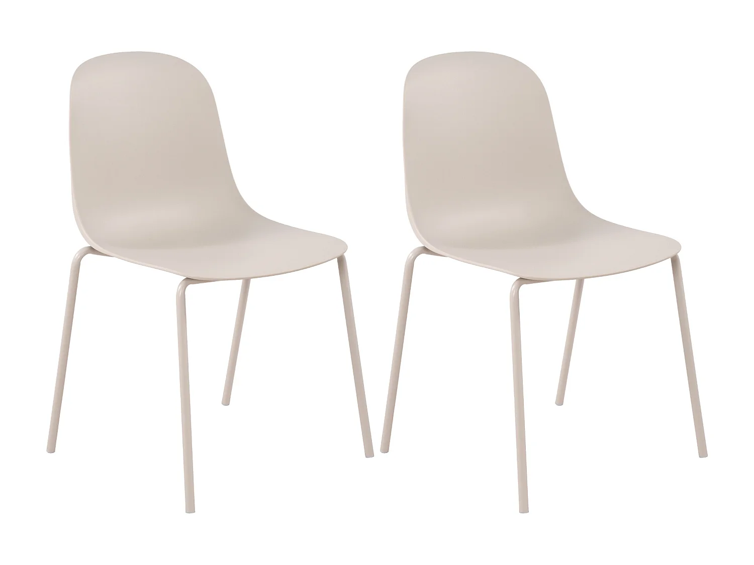 Lot de 2  Chaises de jardin - Plastique - Gris clair - Hardin