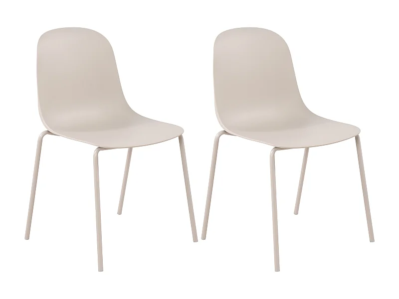 Lot de 2  Chaises de jardin - Plastique - Gris clair - Hardin