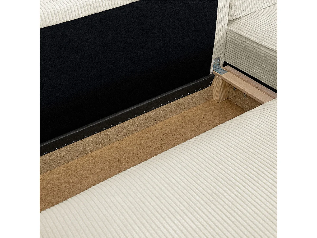 Canapé d'angle ouvert à droite convertible 3 places en velours côtelé beige - Emma