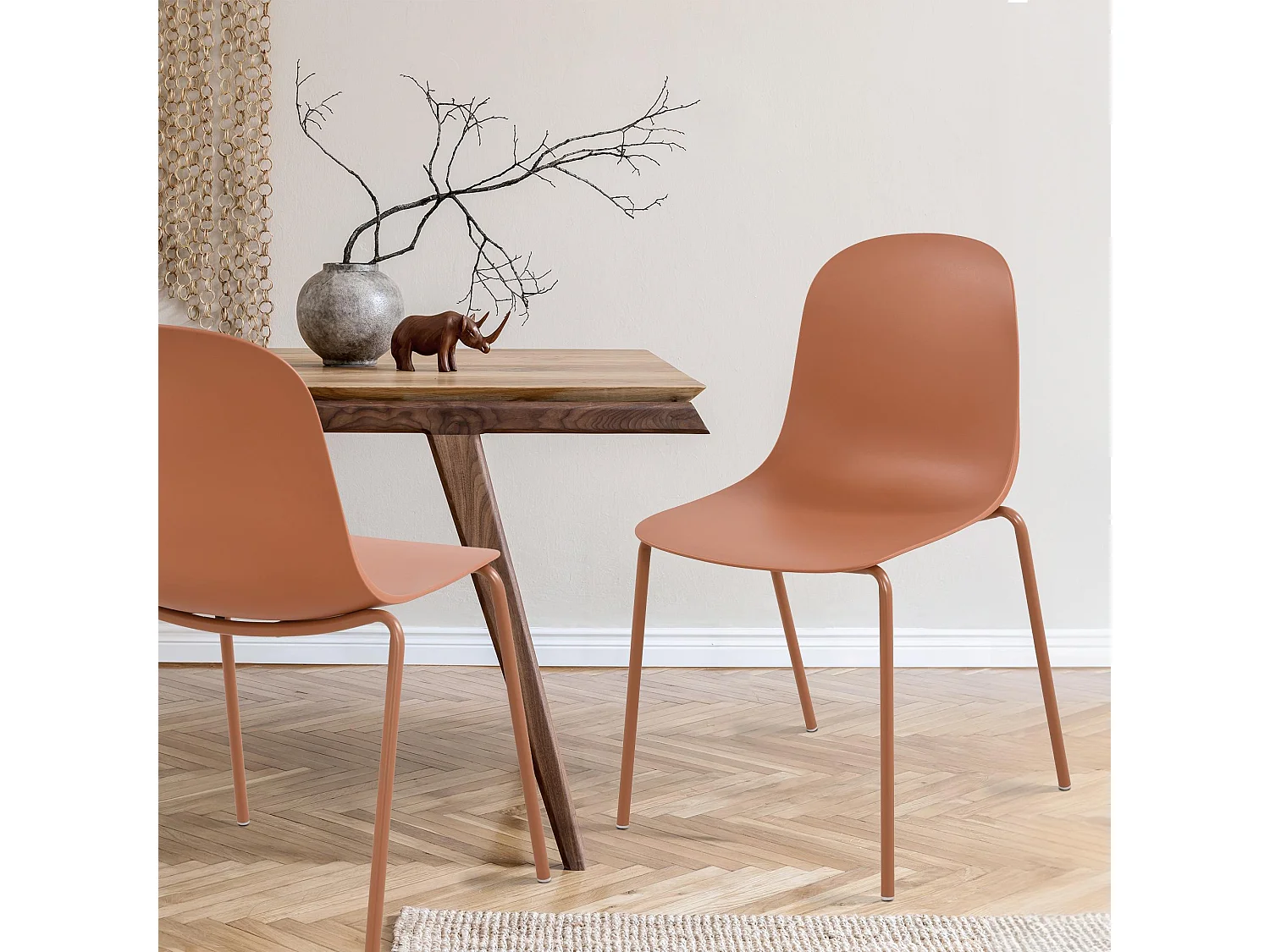 Lot de 2  Chaises de jardin - Plastique - Terre cuite - Hardin