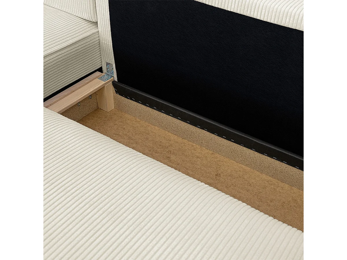 Canapé d'angle ouvert à gauche convertible 3 places en velours côtelé beige - Emma