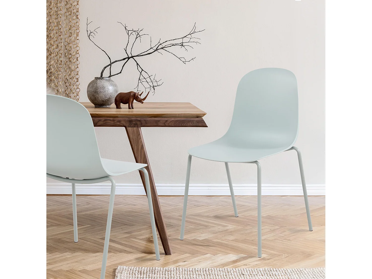 Lot de 2  Chaises de jardin - Plastique - Turquoise - Hardin