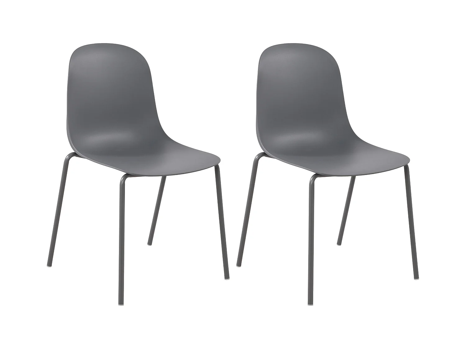 Lot de 2  Chaises de jardin - Plastique - Gris foncé - Hardin