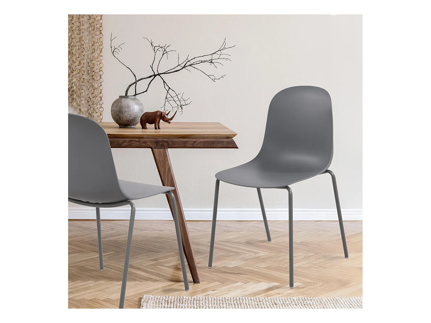 Lot de 2  Chaises de jardin - Plastique - Gris foncé - Hardin