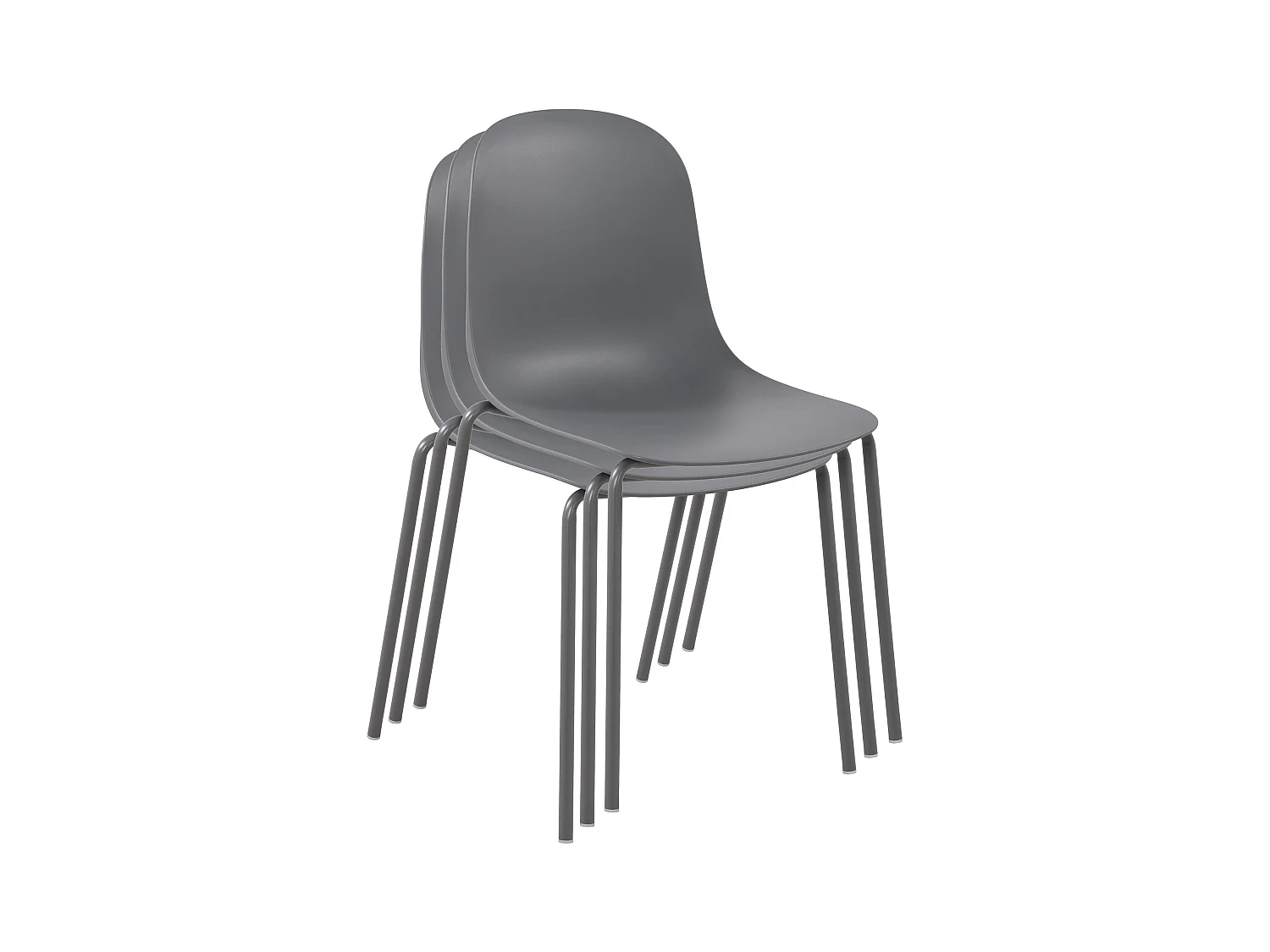 Lot de 2  Chaises de jardin - Plastique - Gris foncé - Hardin