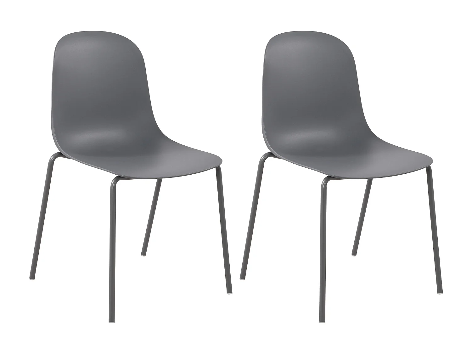 Lot de 2  Chaises de jardin - Plastique - Gris foncé - Hardin