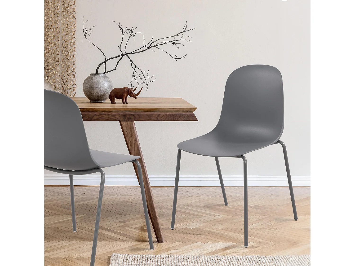 Lot de 2  Chaises de jardin - Plastique - Gris foncé - Hardin