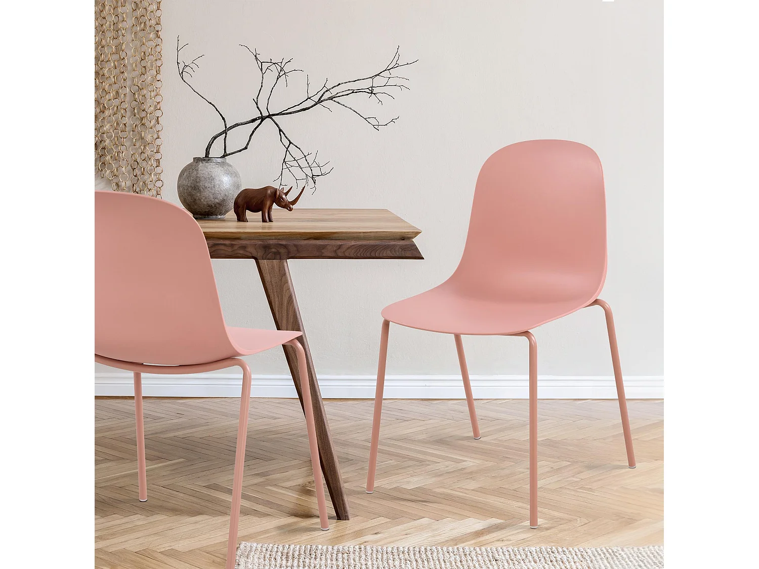 Lot de 2  Chaises de jardin - Plastique - Rose - Hardin