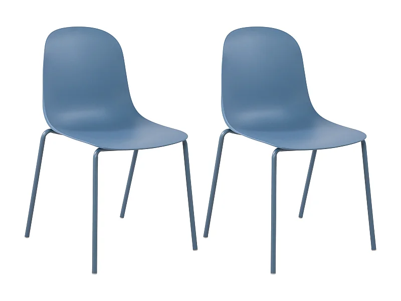 Lot de 2  Chaises de jardin - Plastique - Bleu - Hardin