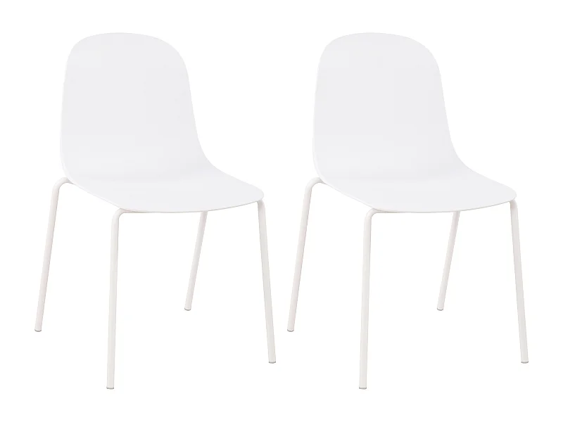 Lot de 2  Chaises de jardin - Plastique - Blanc - Hardin
