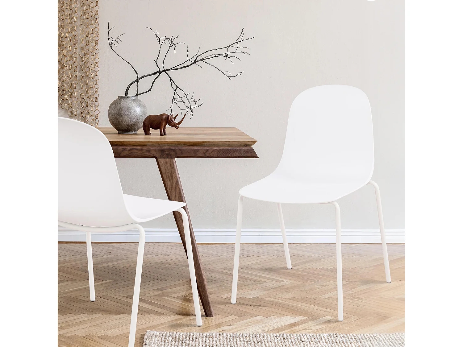 Lot de 2  Chaises de jardin - Plastique - Blanc - Hardin