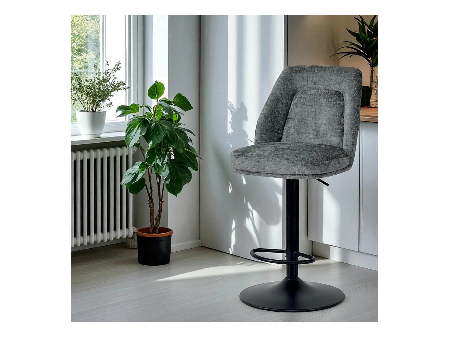 Tabouret bar réglable gris avec dossier (lot de 2) IENA
