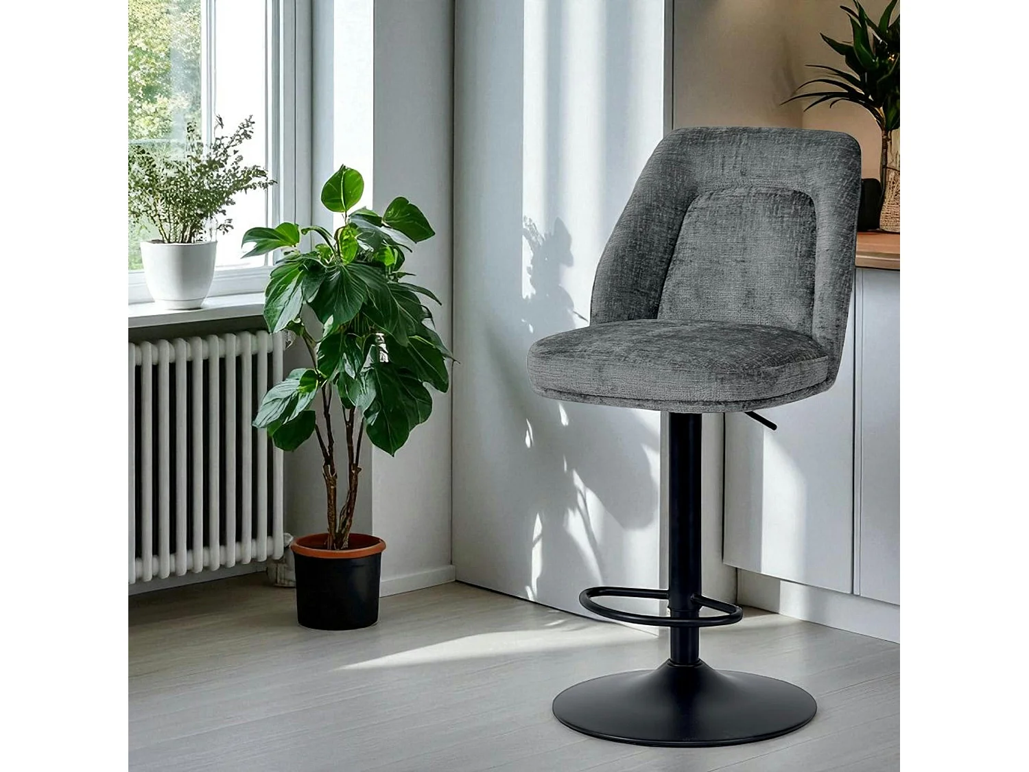 Tabouret bar réglable gris avec dossier (lot de 2) IENA