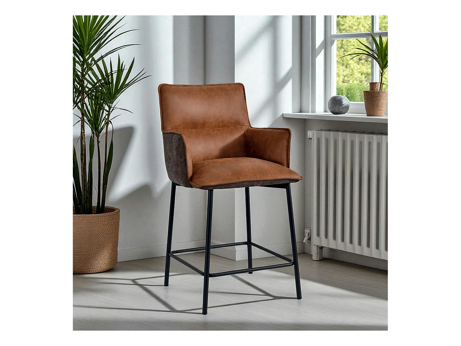 Tabouret de bar bi-matière marron (lot de 2) KERALA