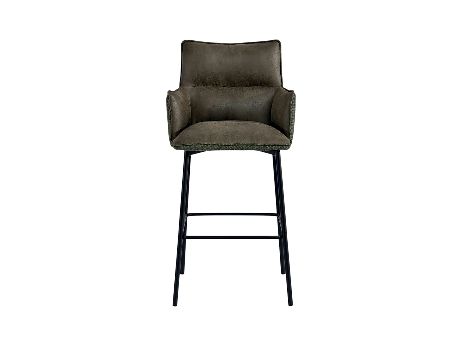 Tabouret bar bi-matière vert avec dossier (lot de 2) KERALA